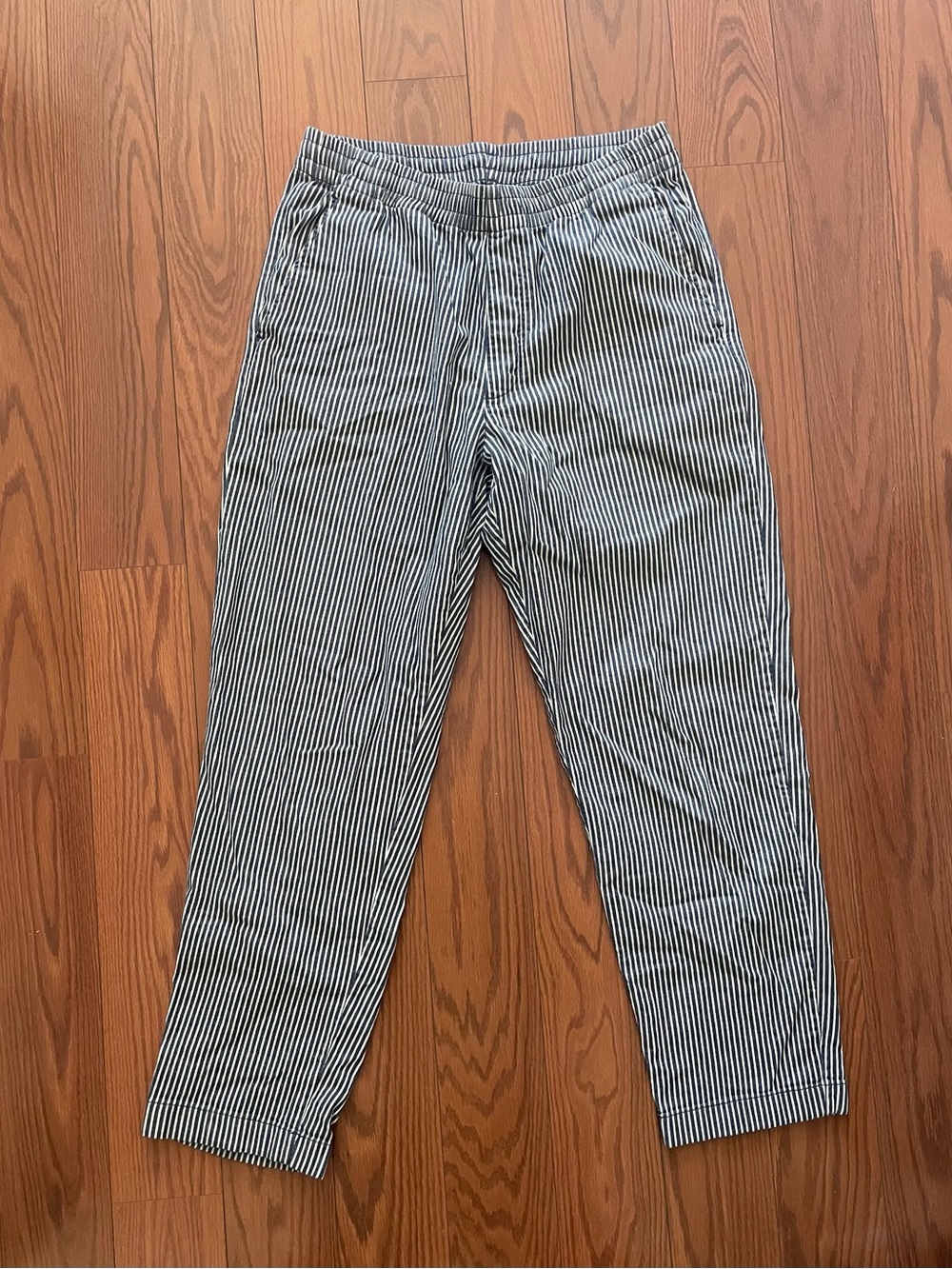 Uniqlo Black and White Vertical Stripe Chinos